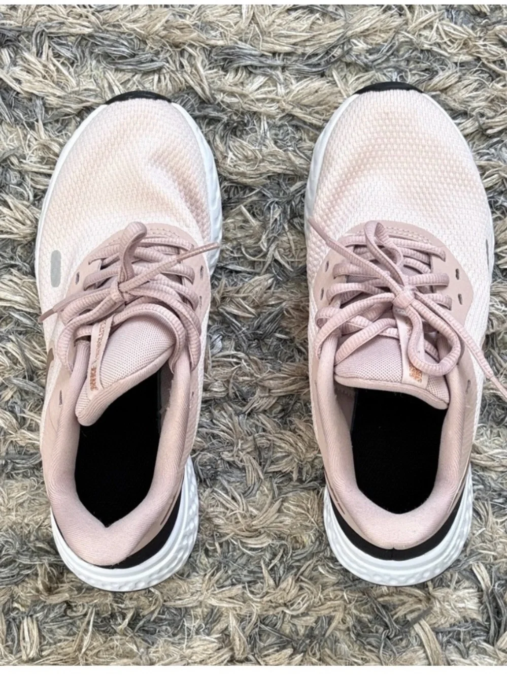 Nike Women's Blush and Black Running Sneakers, Size 6